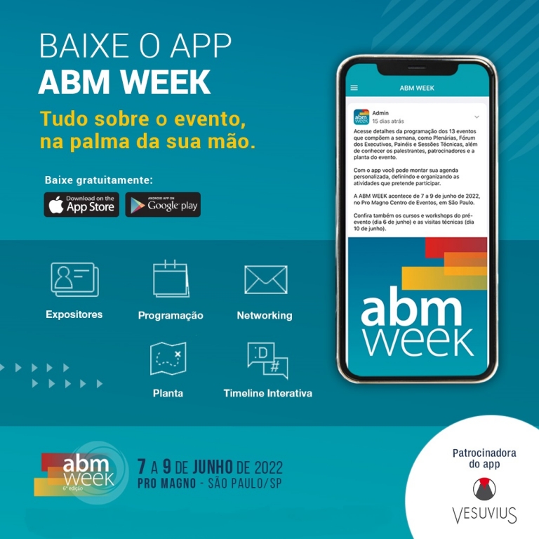 Aplicativo da 6ª edição da ABM WEEK está disponível para sistemas Android e IOS